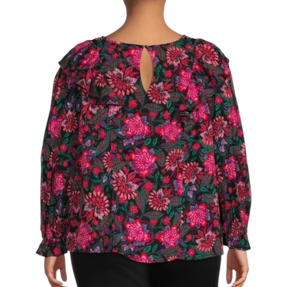 Terra & Sky Women's Plus Size Ruffled Print Top 2X - Picture 2 of 9